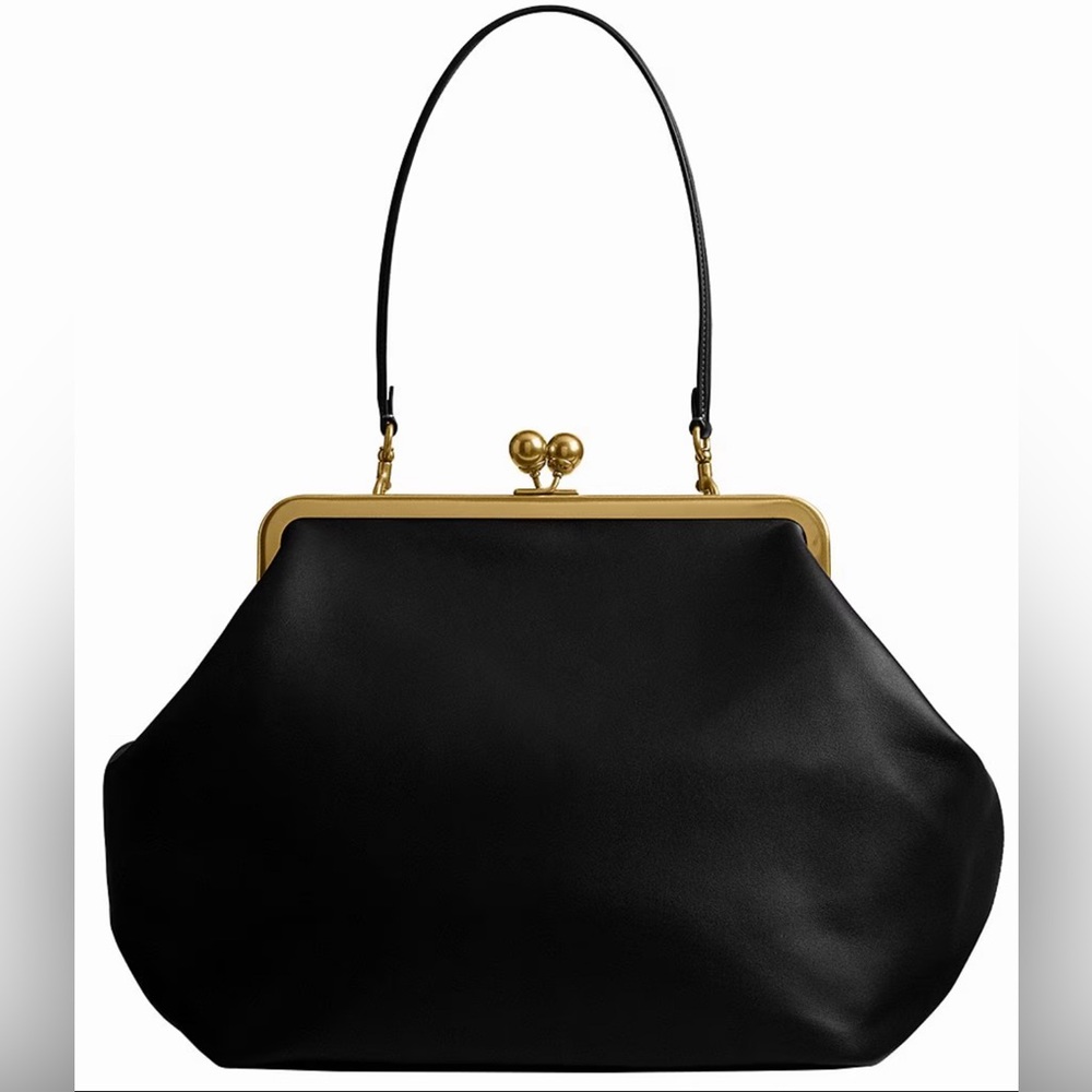 SOLD Coach Black and Gold Frame Shoulder Bag